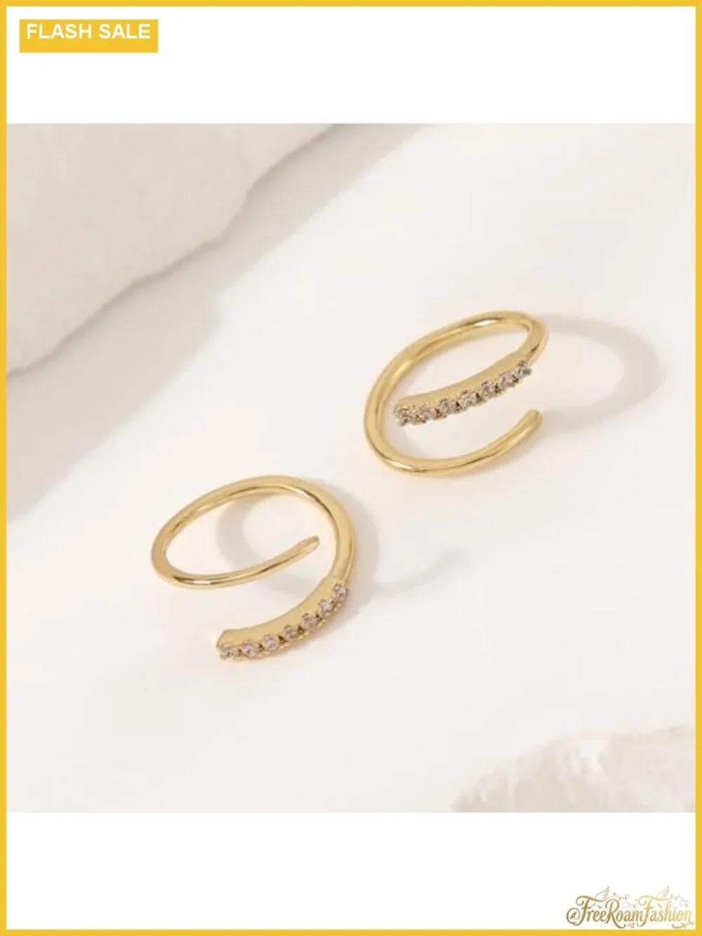 Gold Plated Double Huggie Hoop Tiny Twist Spiral Earrings Backless